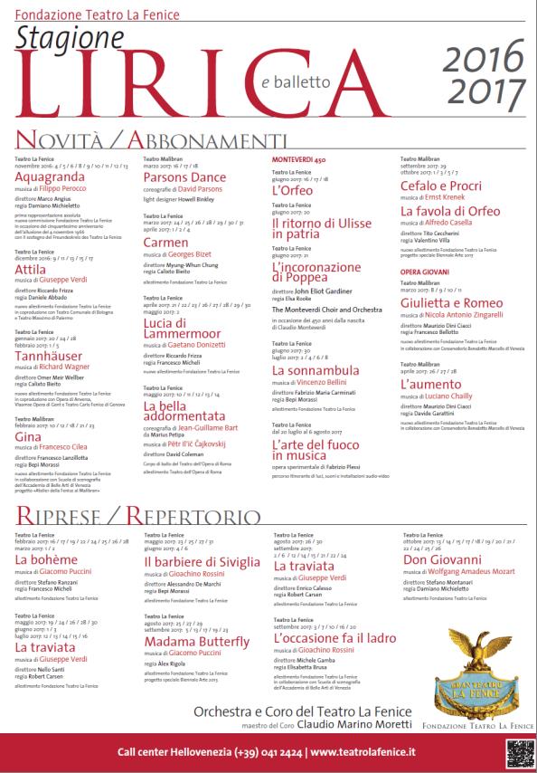 La Fenice Stagione 2016 2017
